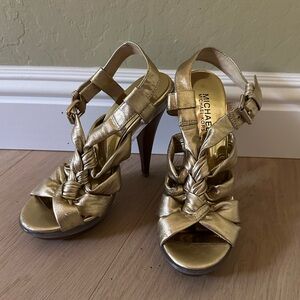 Michael Kors Metallic Gold Strappy Heels